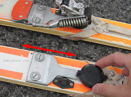 other-model-from-raul-tapia This is another model of the binding, probably later. The heel latch worked by sliding for and aft, controled by the rotating dial on the right. Photo thanks to Raul Tapia.