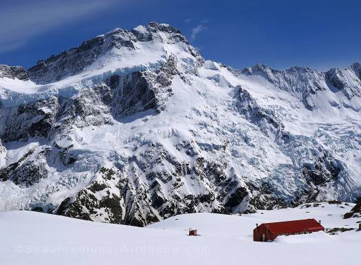 The Mueller Hut, highly recommended.  Easy access, spectacular views, and great skiing.  Photo:  B. Fredlund