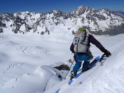 Adam Fabrikant carefully checking out the conditions on the south face of Mt. Green.  Photo:  B. Fredlund