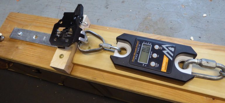 Rigged for a test pull. The load cell is zeroed out, and will be set to record peak force.