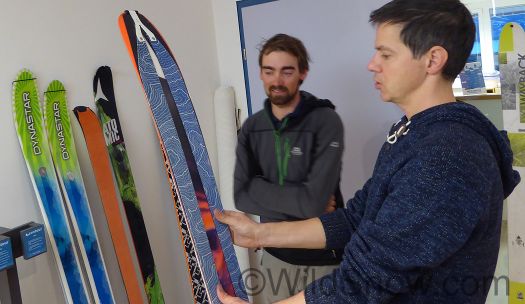 Werner showing Louie how the Contour 'Hybrid Free' split skin works.