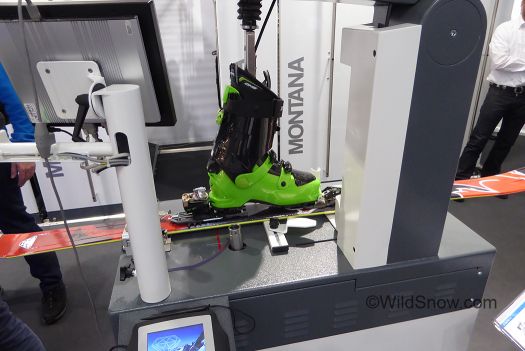 This uber-tech binding check machine has a method of doing heel release tech bindings, I don't even want to know how much it costs, though I'm trying to scam one for my garage. This uber-tech binding check machine has a method of doing heel release tech bindings, I don't even want to know how much it costs, though I'm trying to scam one for my garage.