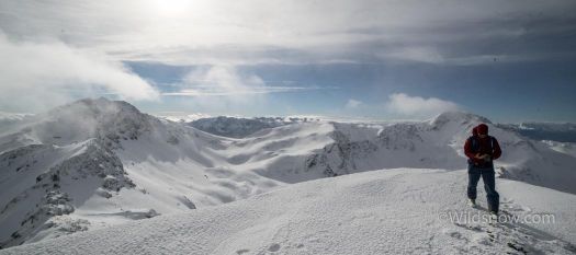 WildsnowEdit (7 of 11) Our summit for the day. Smolikas is a large massif, made up of three distinct summits. We climbed the lowest. The highest summit is visible in the right of the photo, and the second highest is visible on the left.
