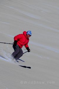 WildSnow Girl, Julie Kennedy, at work.