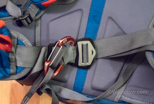 WildsnowEdit (2 of 3) First iteration. I simply looped a carabiner through the slot in the waist belt. I've seen a few people do this, and it is a quick and easy solution. This helps with the ease of use of the leg loop, but the waist belt is still as hard as ever to take off and put back on. Also, the carabiner is a bit uncomfortable.
