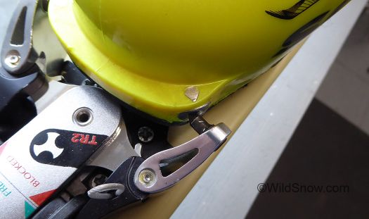 Trab TR2 toe opens to the side in a way that allows the pins to ride out of the toe fittings. Trab TR2 toe opens to the side in a way that allows the pins to ride out of the toe fittings.