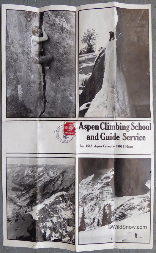 Aspen Climbing School brochure circa 1976. Aspen Climbing School brochure circa 1976.