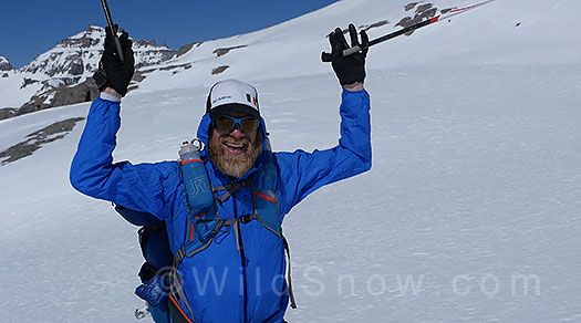 With 5K under our feet we popped over one of the final rises and got our first view of Virginius Pass. Scott celebrates that there was no cornice. With 5K under our feet we popped over one of the final rises and got our first view of Virginius Pass. Scott celebrates that there was no cornice.
