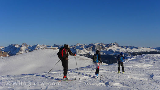 We could see our final final climb so we traversed around dropped a few hundred feet with skins on and then the battle between mind and body began. We could see our final final climb so we traversed around dropped a few hundred feet with skins on and then the battle between mind and body began.