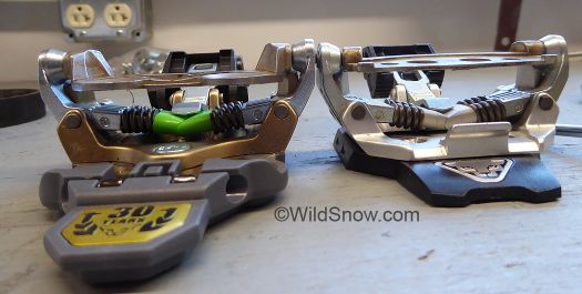 Toe height is virtually the same for both bindings. Toe height is virtually the same for both bindings.