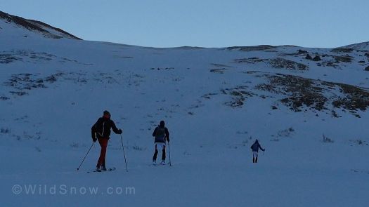 Skinning up the final pass as night descends.