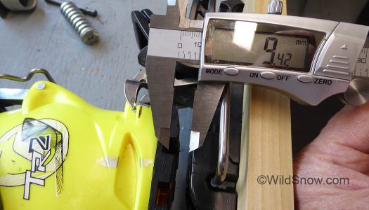 Trab vertical travel, measured just before the heel grabber goes over-center and releases boot heel. Trab vertical travel, measured just before the heel grabber goes over-center and releases boot heel.