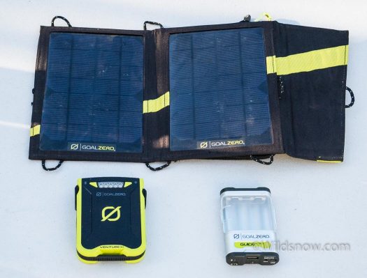 The Nomad 7 solar panel, Venture 30 battery, and Guide 10 recharger. 
