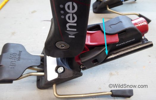 Another view of the side release system at heel.