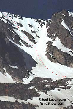 Taylor Glacier with complete glisse descent route marked. D System II D19 R3