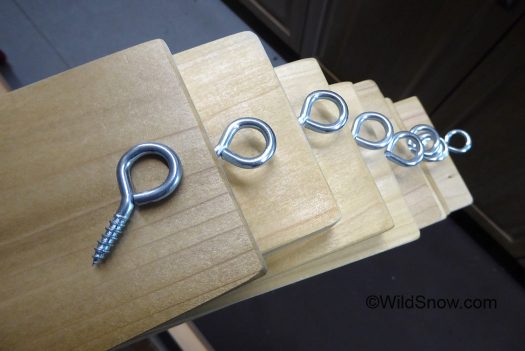To save money I use these basic screw eyes to hang the display boards. To save money I use these basic screw eyes to hang the display boards.