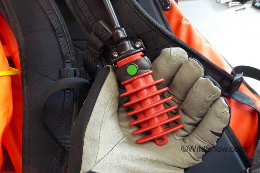 Trigger handle is easy to grab, and a lanyard attachment at the bottom can be used to make a 'ripcord' type arrangement if desired. Trigger handle is easy to grab, and a lanyard attachment at the bottom can be used to make a 'ripcord' type arrangement if desired.