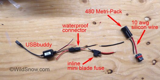 Harness parts and layout, connection to 10awg silicon wire is done by soldering the smaller wire toa 'tap' between the Metri-Pack connectors. Harness parts and layout, connection to 10awg silicon wire is done by soldering the smaller wire toa 'tap' between the Metri-Pack connectors.