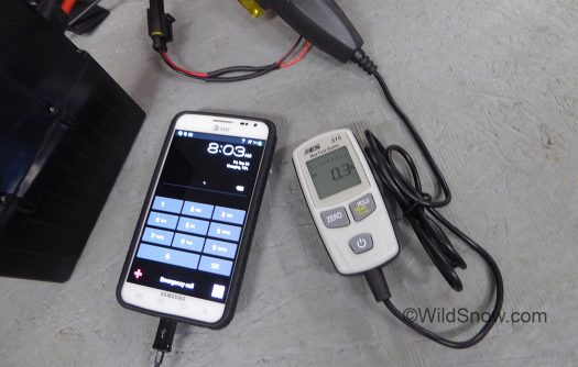 I slapped my in-line amp meter on the harness, the USBbuddy draws .3 amps with the phone connected and .2 amps on standby. I slapped my in-line amp meter on the harness, the USBbuddy draws about .2 amps with the phone connected and less on standby.