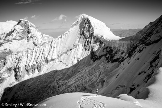 Ski mountaineering in the Huandoy group of Peru’s Cordillera Blanca. Guest Blogger Jed Porter tracing the first turns that Huandoy Este has likely ever seen. Ski mountaineering in the Huandoy group of Peru’s Cordillera Blanca. Guest Blogger Jed Porter tracing the first turns that Huandoy Este has likely ever seen.