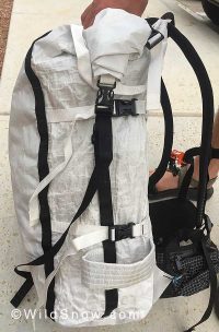 Side view of 3 compression straps, reinforced side with ski strap modification. You can also see the hip belt modification. These look like they will be good features for both day ski tours and longer expeditions. Side view of 3 compression straps, reinforced side with ski strap modification. You can also see the hip belt modification. These look like they will be good features for both day ski tours and longer expeditions.