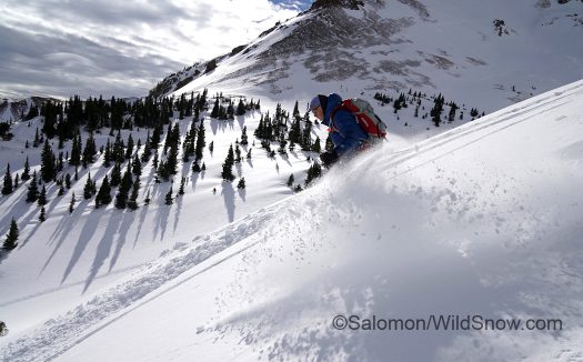 Your friendly blogger testing Salomon X-Alp boot, binding and ski near Opus Hut, Colorado.