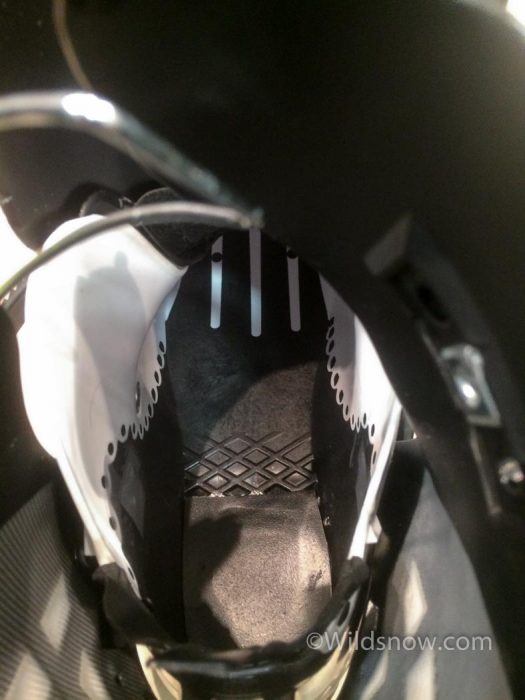 Photo Jan 12, 12 53 21 PM-January 12, 2017-1 The reinforced LFT plastic (black) extends under the entire length of the boot. This photo is taken looking down at the inside of the boot shell, the toe of the boot is towards the top of the photo.