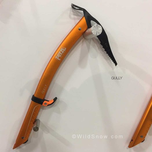 New for Fall 2017 is Petzl’s version of a lightweight ski mountaineering axe; the Gully. Looks sweet! New for Fall 2017 is Petzl’s version of a lightweight ski mountaineering axe; the Gully. Looks sweet!