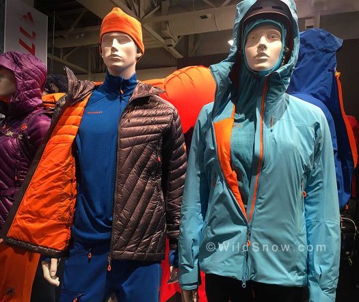 Men’s Eigerjoch Advanced IN Hooded Jacket and Women’s Nordwand HS Thermo Hooded Jacket, both with Mammut High Visibility Backer™ Men’s Eigerjoch Advanced IN Hooded Jacket and Women’s Nordwand HS Thermo Hooded Jacket, both with Mammut High Visibility Backer™