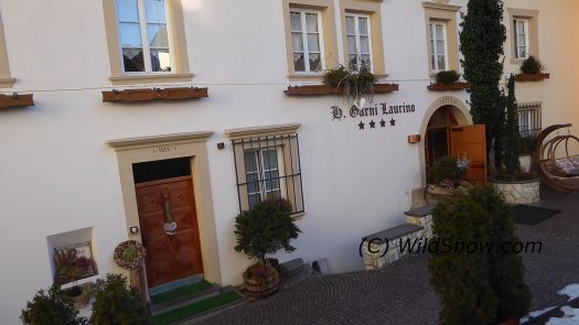 Sportiva put me up at the posh Hotel Garni Laurino, a renovated 17th century structure in the heart of the village. Sportiva put me up at the posh Hotel Garni Laurino, a renovated 17th century structure in the heart of the village.