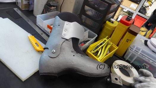 Over at the boot bench, this is one of the original tries at a Spectre shape, it was based on their mountaineering climbing boots. Over at the boot bench, this is one of the original tries at a Spectre shape, it was based on their mountaineering climbing boots.