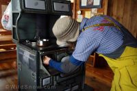 The soft stretch material on the upper back panel of the bibs allows for mobility whether skinning, or stoking the oven fire in the McNamara hut. The soft stretch material on the upper back panel of the bibs allows for mobility whether skinning, or stoking the oven fire in the McNamara hut.