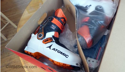 Bonus shot. Look what appeared on the WildSnow front porch. New Atomic Backland Ultimate. Bonus shot. Look what appeared on the WildSnow front porch. New Atomic Backland Ultimate.