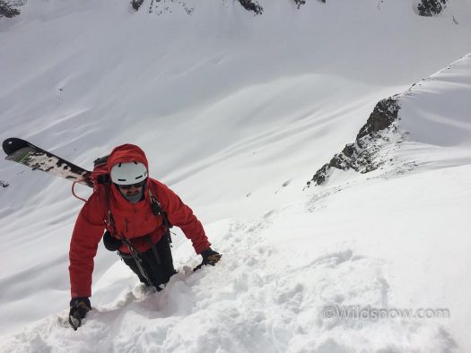 Blocking the wind with the OR Skyward jacket a few weeks ago near Rogers Pass.