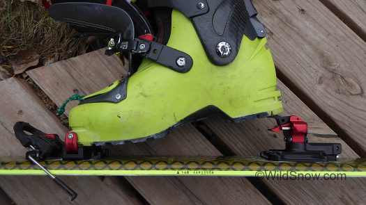 The heel lifters have a number of height options, heel flat on ski but of course. The heel lifters have a number of height options, heel flat on ski but of course.