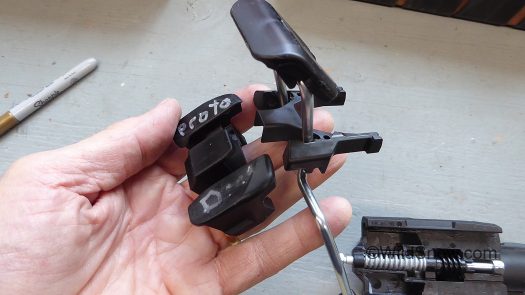 Next step is easy as well, again using firm pressure separate the brake pad unit (right) from the heel pad (left). Next step is easy as well, again using firm pressure separate the brake pad unit (right) from the heel pad (left).