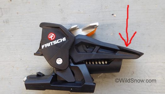 After loosening your forward (upward) release tension, cock the binding as if it is ready for downhill mode boot heel entry. After loosening your forward (upward) release tension, cock the binding as if it is ready for downhill mode boot heel entry.