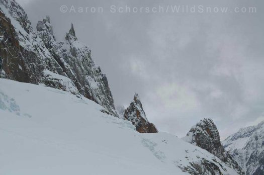 Some of the peaks here are pointy! The weather was supposed to clear for us but evidently it didn’t get the memo. Photo by Aaron Schorsch. Some of the peaks here are pointy! The weather was supposed to clear for us but evidently it didn’t get the memo. Photo by Aaron Schorsch.
