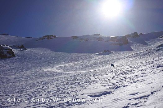 Luckily a vertical fall line ski run of 1200m Luckily a vertical fall line ski run of 1200m