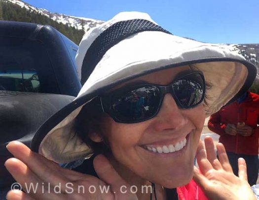 Spring skiing brings out the smiles, especially for Lisa, who loves skiing the sunshine. Spring skiing brings out the smiles, especially for Lisa, who loves skiing the sunshine.
