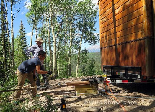 Pulling house a few feet using comealong. Pulling house a few feet using comealong.
