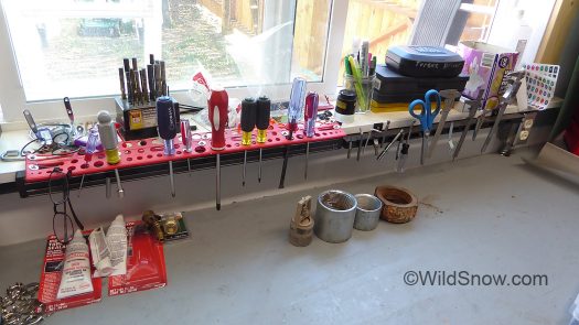 Real world shot of my bench with screwdriver and misc tool storage. Real world shot of my bench with screwdriver and misc tool storage.