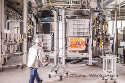 While the base metal is concocted and liquified, the ceramic molds are placed in another furnace While the base metal is concocted and liquified, the ceramic molds are placed in another furnace