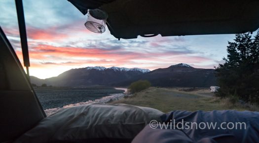 View out our Spaceship Campervan rear window door. View out our Spaceship Campervan rear window door.