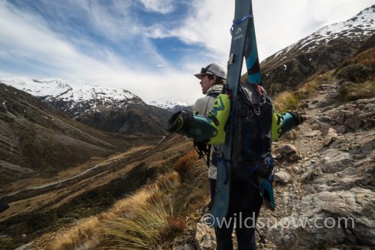 It wouldn't be southern hemisphere ski mountaineering without a bit of dirt hiking. Approaching the Temple Basin ski area. It wouldn't be southern hemisphere ski mountaineering without a bit of dirt hiking. Approaching the Temple Basin ski area.