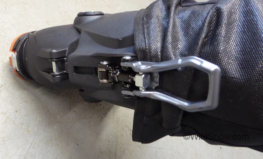 Fully open, pant cuff can be left in this type of position or pulled over the lock when you're done  changing modes.