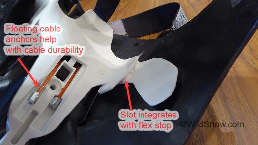 Demonstration boot white plastic does good job of showing the cuff stop slots. Demonstration boot white plastic does good job of showing the cuff stop slots.