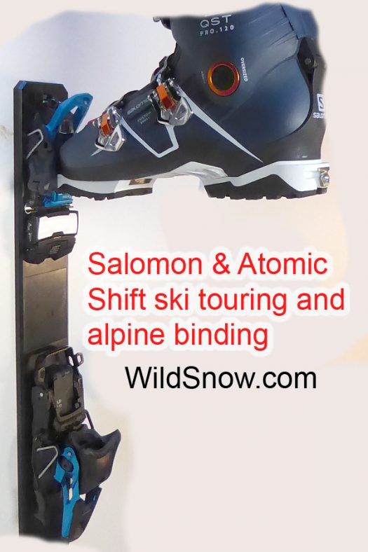 Atomic and Salomon Shift ski touring freeride binding.