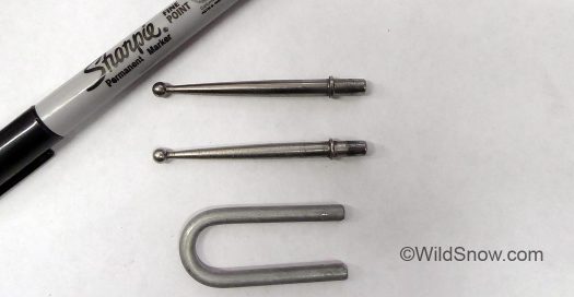 Typical tech binding heel pins. Typical tech binding heel pins.