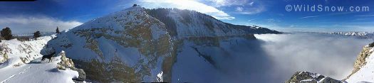 Looking south in to Porcupine Slide over a sea of clouds. Bookcliffs are visible to the far left. Looking south in to Porcupine Slide over a sea of clouds. Bookcliffs are visible to the far left.